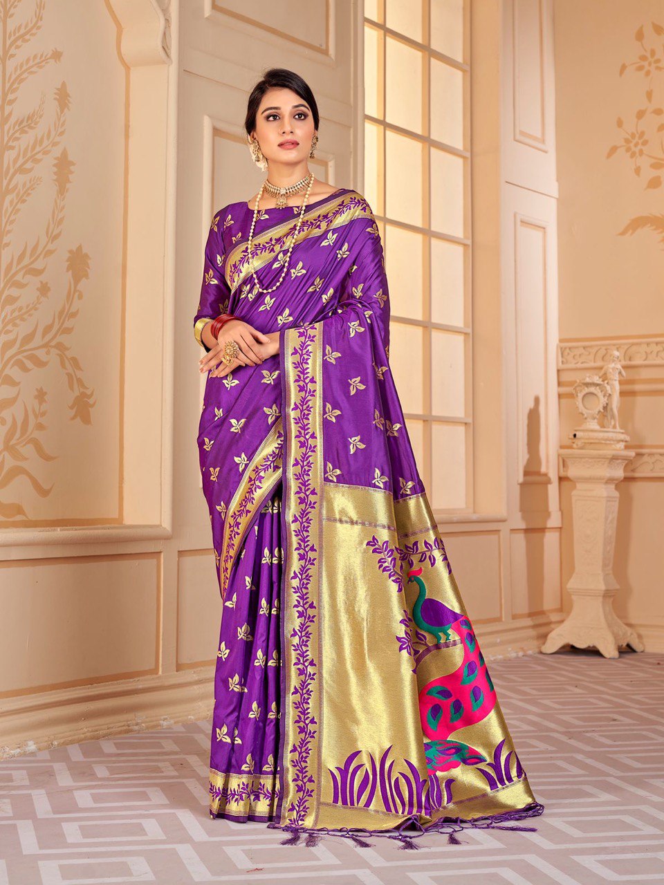 Purple Special Paithani Original With BIg Pallu Pure Silk by Icultuer