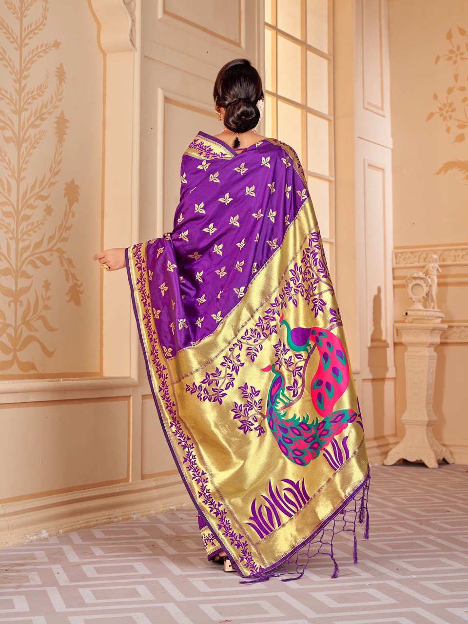 Purple Special Paithani Original With BIg Pallu Pure Silk by Icultuer