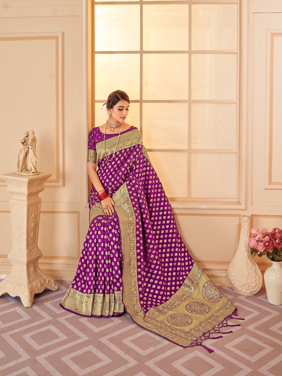 Purple Paithani Pure Soft Silk With Pure Zari Weaving Pallu by Icultuer
