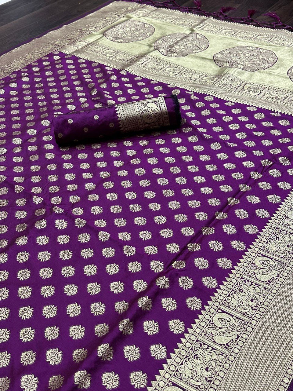 Purple Paithani Pure Soft Silk With Pure Zari Weaving Pallu by Icultuer