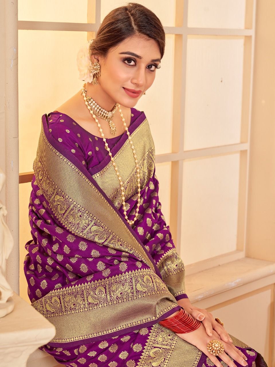 Purple Paithani Pure Soft Silk With Pure Zari Weaving Pallu by Icultuer