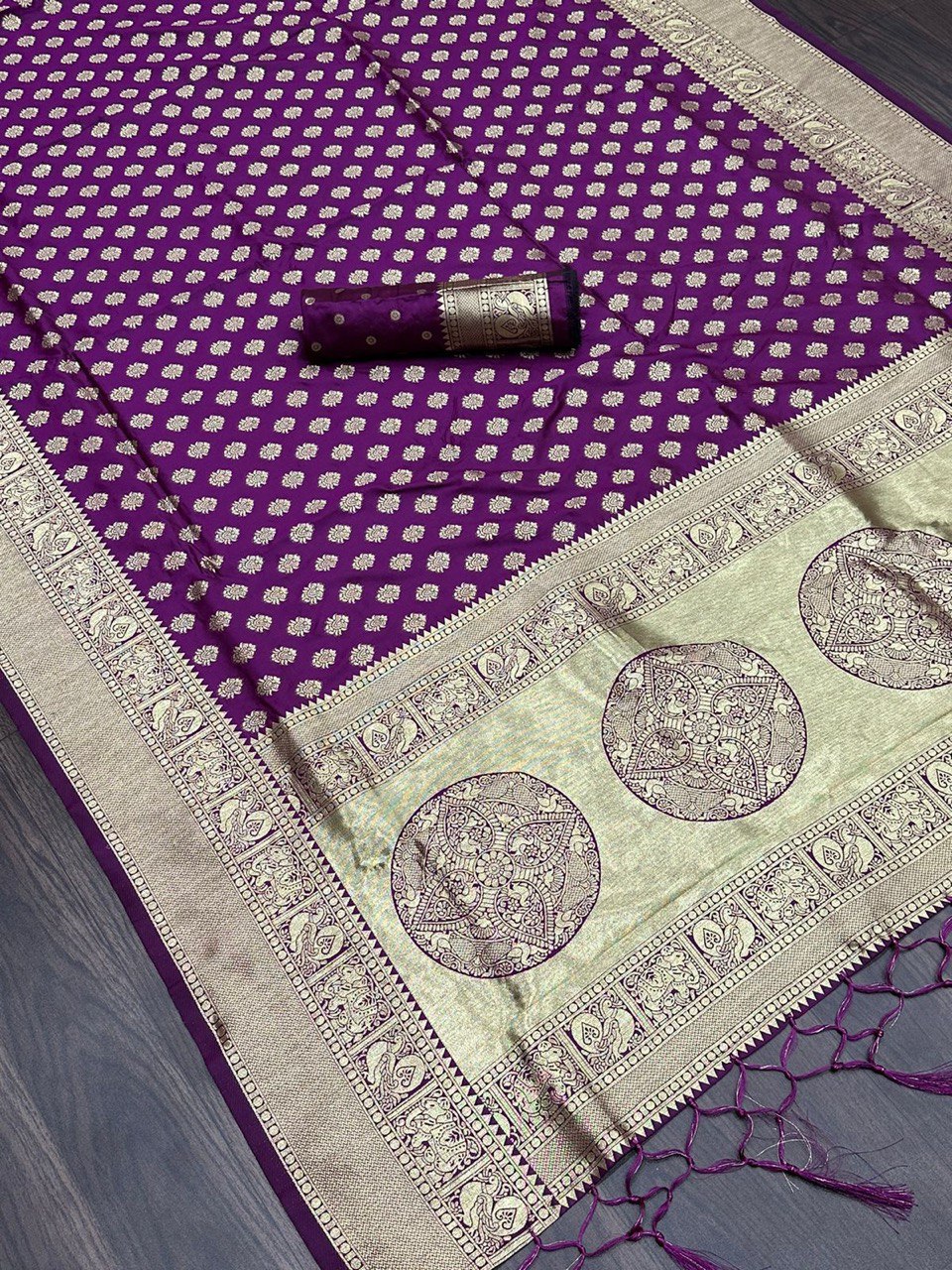 Purple Paithani Pure Soft Silk With Pure Zari Weaving Pallu by Icultuer