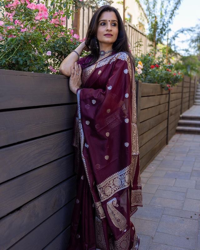Soft Silk Pure Cotton Maroon Color by Icultuer with Art Silk Blouse