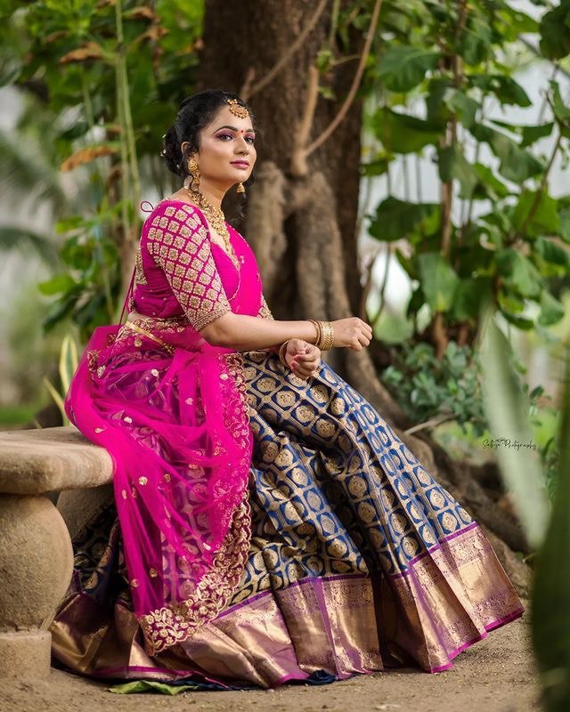 Embroidery Kanjivaram Pure Zari Silk by Icultuer with Blouse