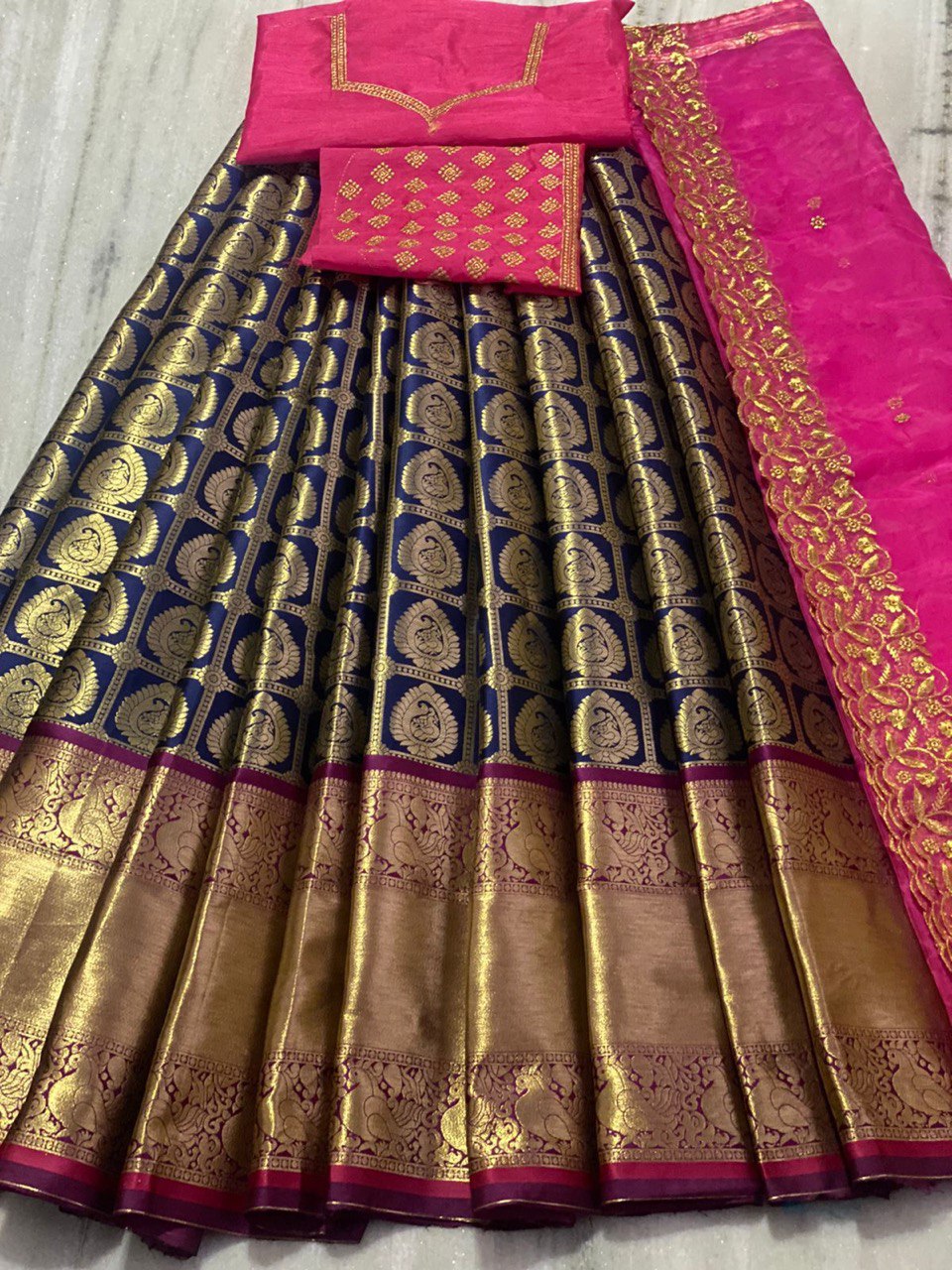 Embroidery Kanjivaram Pure Zari Silk by Icultuer with Blouse