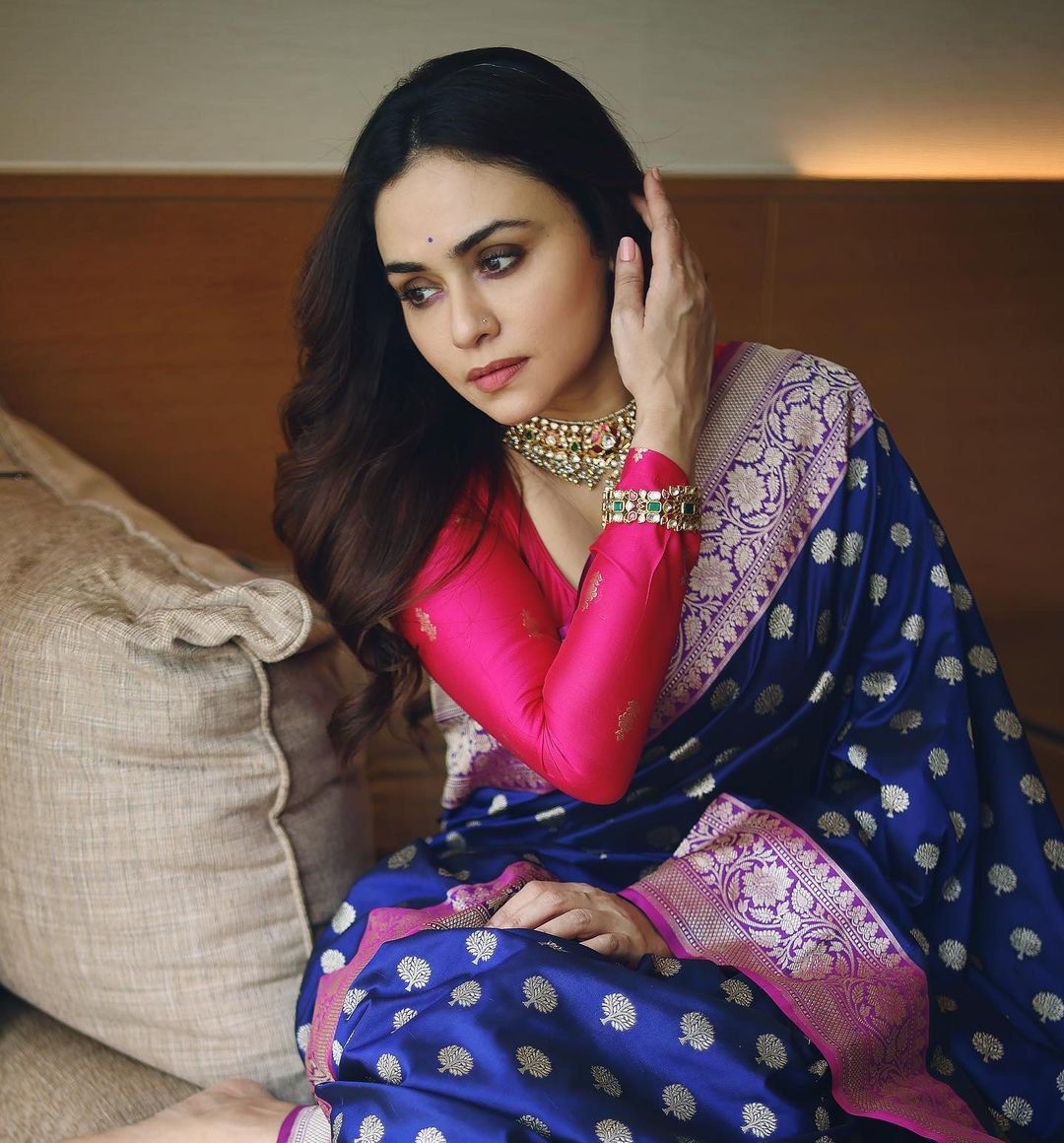Royal Blue Zari Woven Soft Silk Banarasi by Icultuer