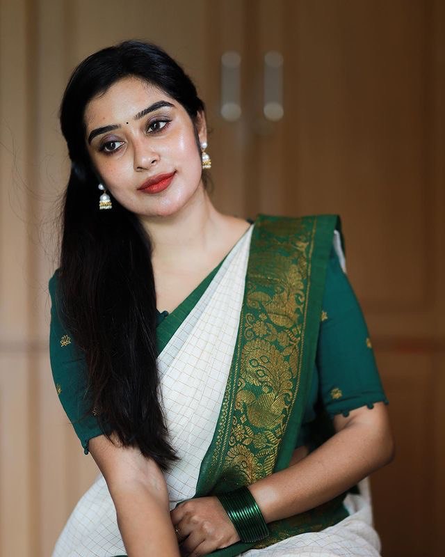 White Pooja Special Lichi Silk Banarasi Kanjivaram by Icultuer
