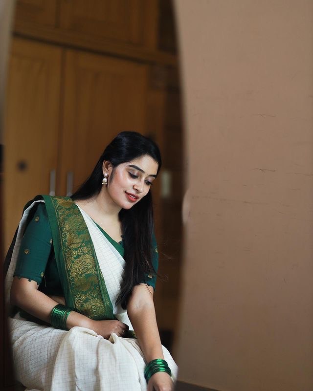 White Pooja Special Lichi Silk Banarasi Kanjivaram by Icultuer