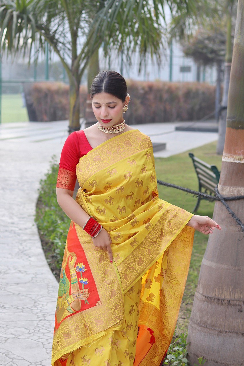 Wedding Wear Yellow Kanchipuram Soft Silk by Icultuer