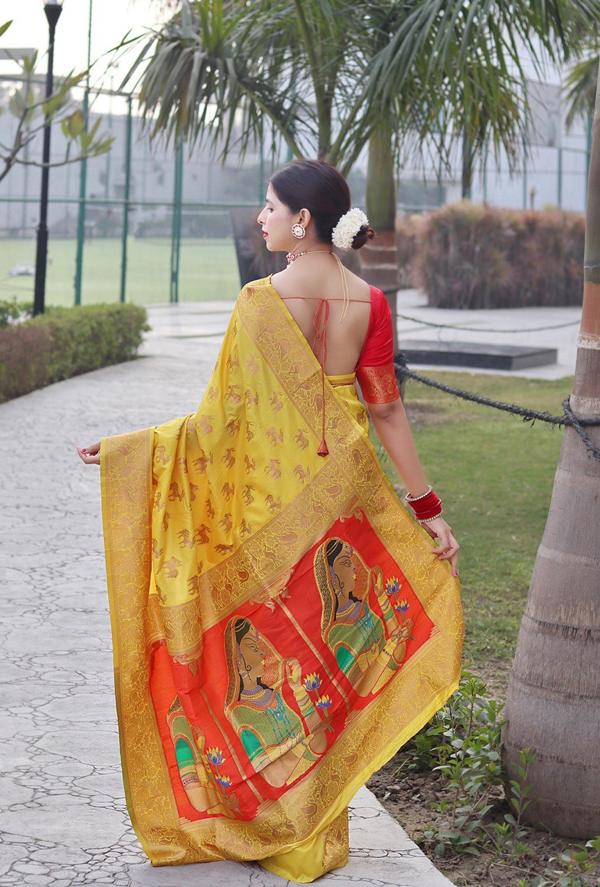 Wedding Wear Yellow Kanchipuram Soft Silk by Icultuer