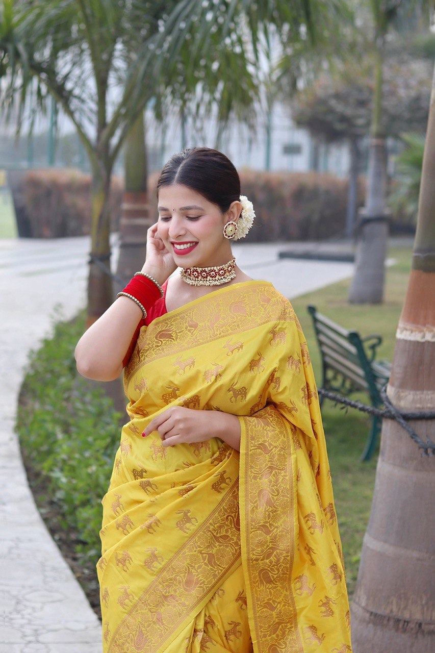 Wedding Wear Yellow Kanchipuram Soft Silk by Icultuer