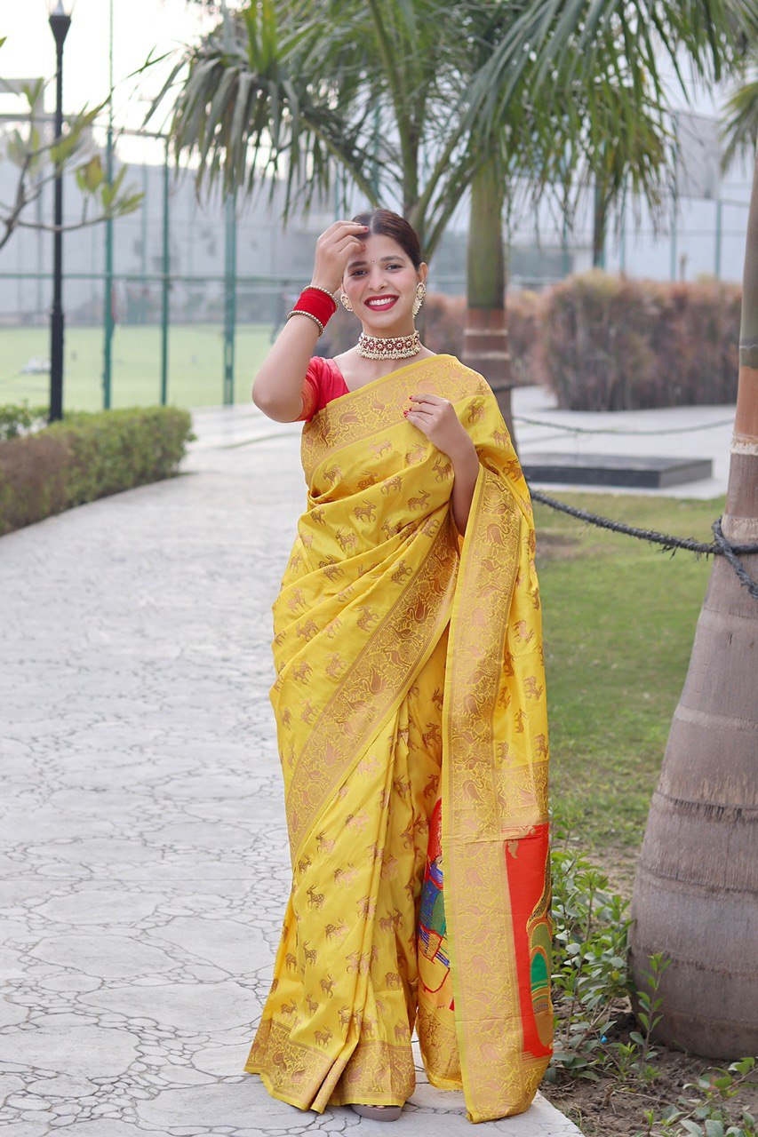 Wedding Wear Yellow Kanchipuram Soft Silk by Icultuer