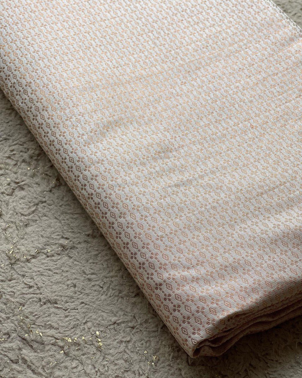 Cream Copper Zari Weaving Banarasi Soft Silk by Icultuer
