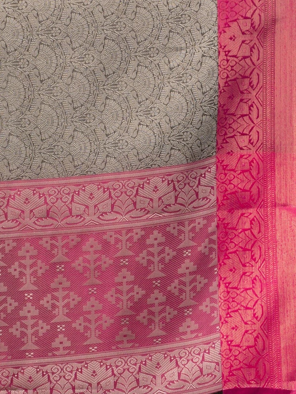 Grey Banarasi Soft Lichi Silk by Icultuer for Wedding