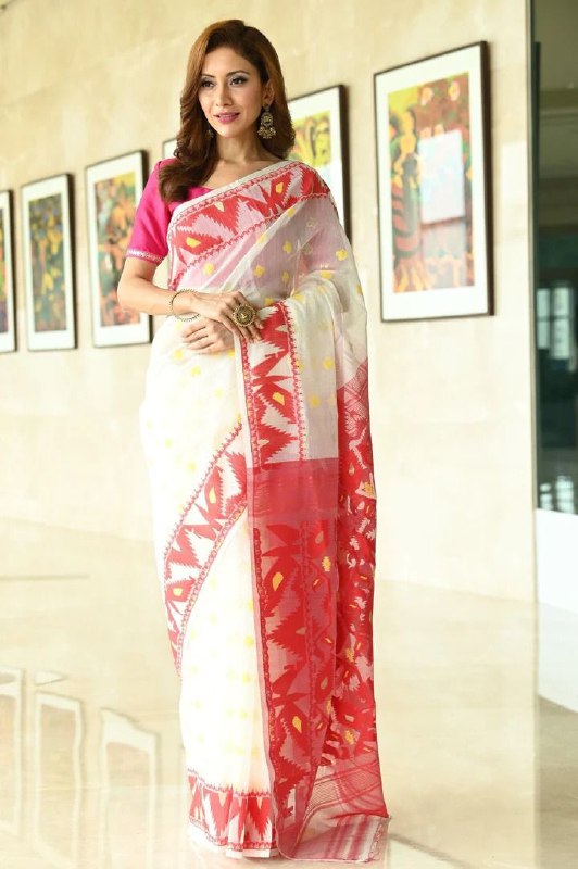 White Linen Banarasi Cotton Jacquard Work by Icultuer