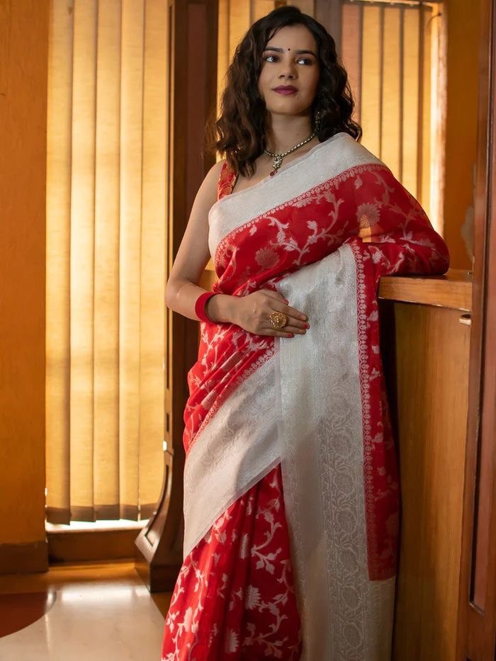 Party Wear Pure Banarasi Semi Silk by Icultuer