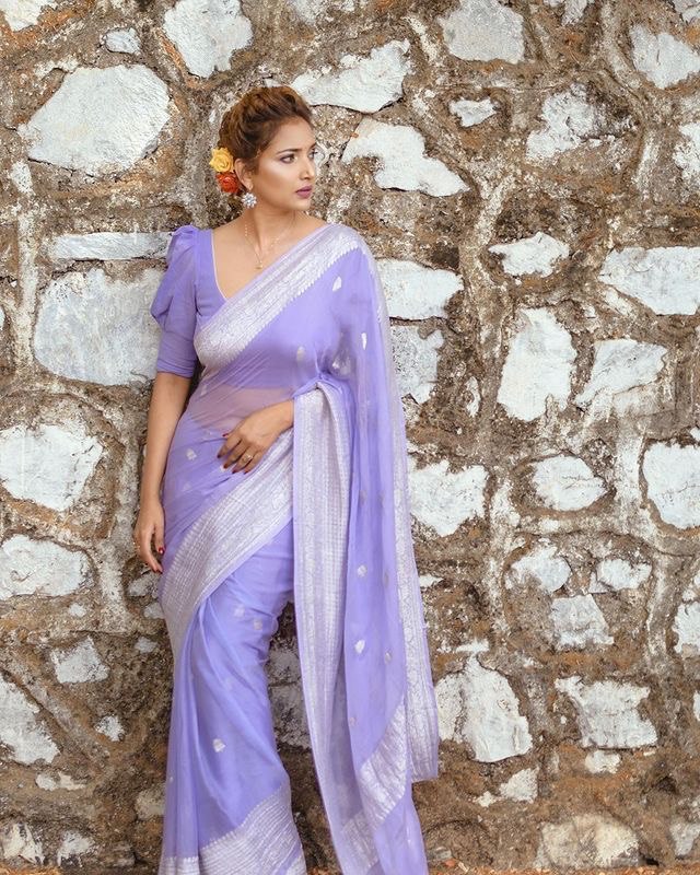Pure Banarasi Khadi Chiffon by Icultuer for Traditional Wear