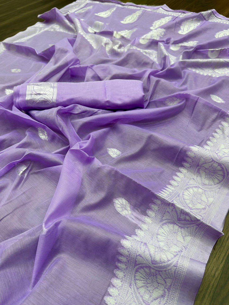 Pure Banarasi Khadi Chiffon by Icultuer for Traditional Wear