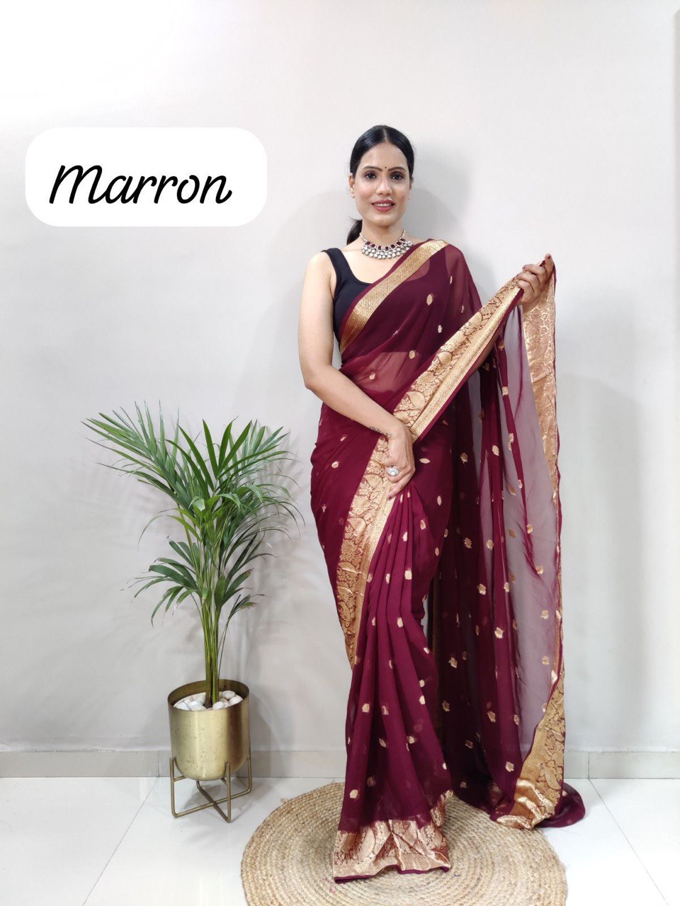 Georgette Soft Silk by Icultuer with Zari Work