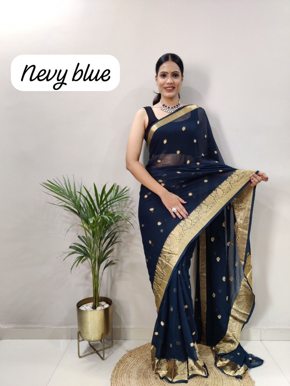 Georgette Soft Silk by Icultuer with Zari Work