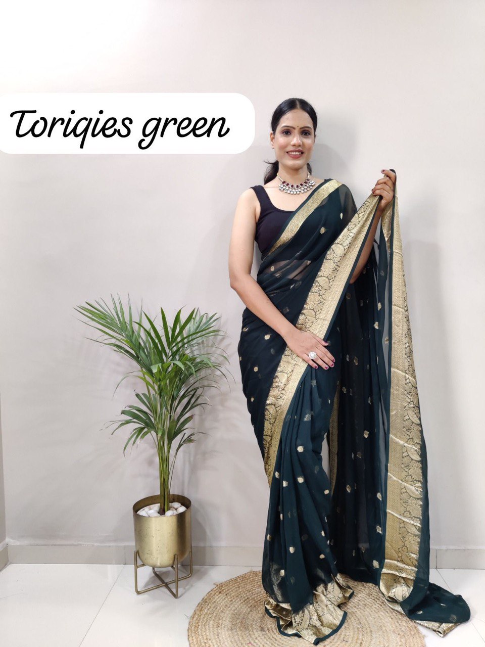 Georgette Soft Silk by Icultuer with Zari Work