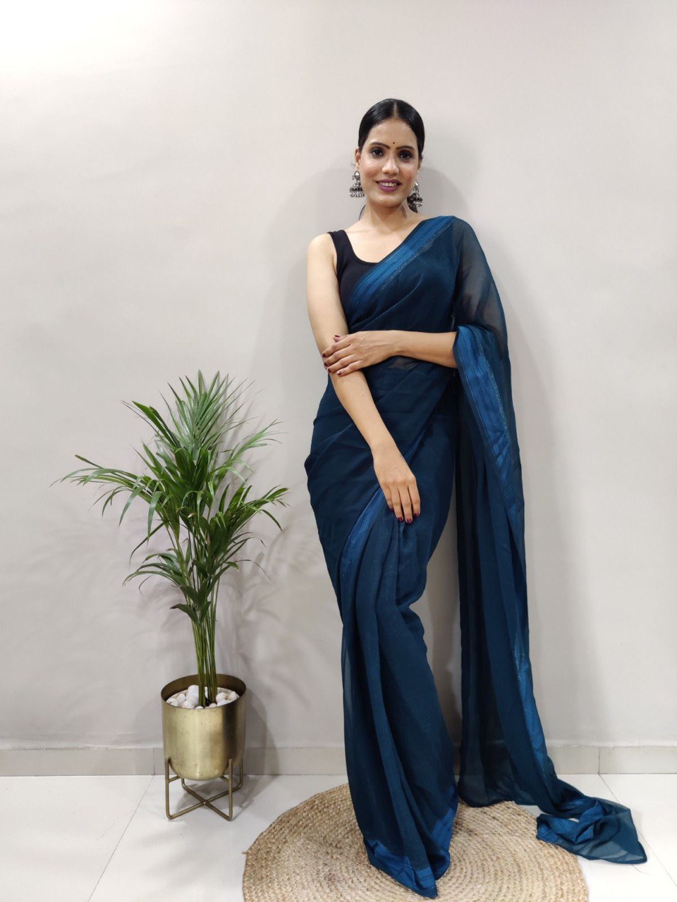 Multi Color Soft Silk by Icultuer With Black Satin Blouse