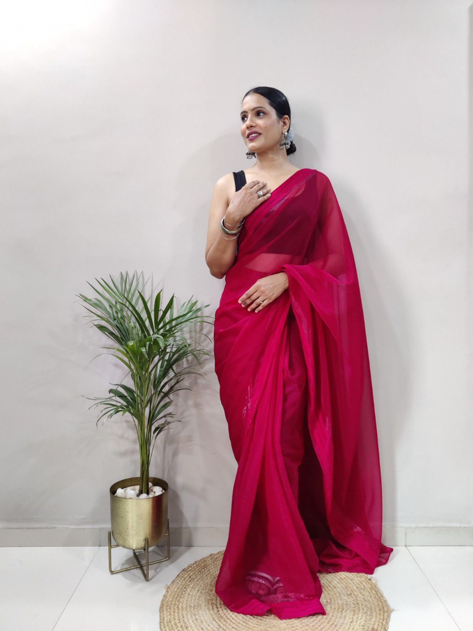 Multi Color Soft Silk by Icultuer With Black Satin Blouse