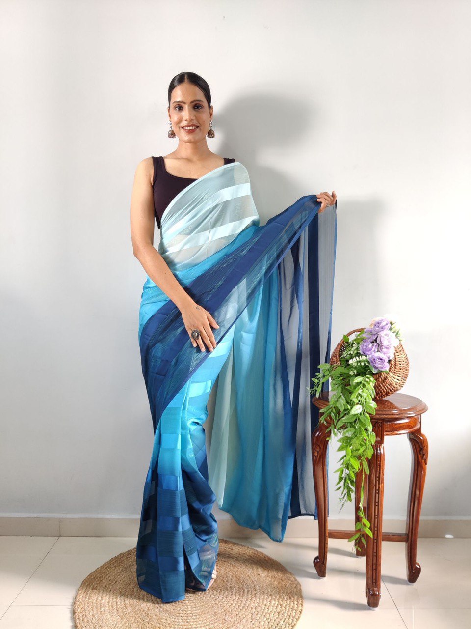 Multi Color Soft Silk Pure by Icultuer with Woven Design Blouse