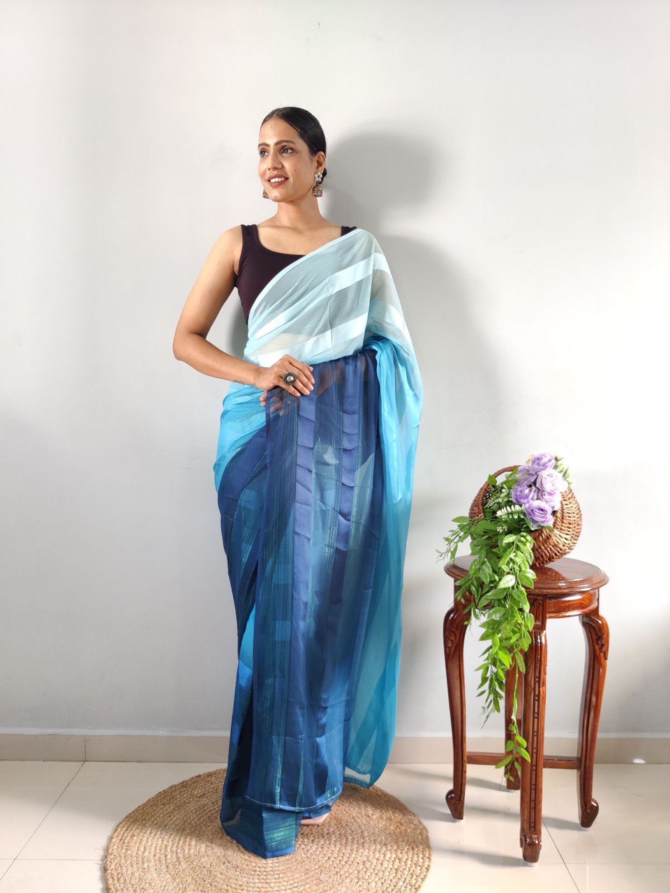 Multi Color Soft Silk Pure by Icultuer with Woven Design Blouse