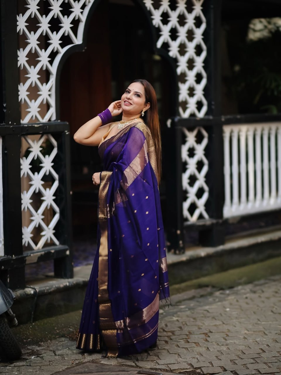 Cotton Silk Saree in Royal Purple
