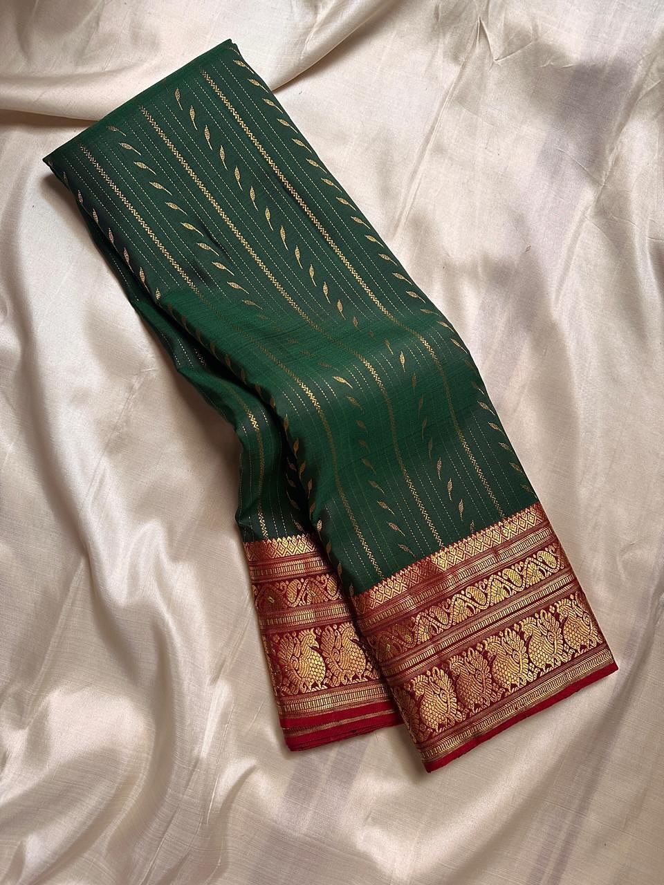 icultural – Banarasi Soft Silk Saree in Green & icultural