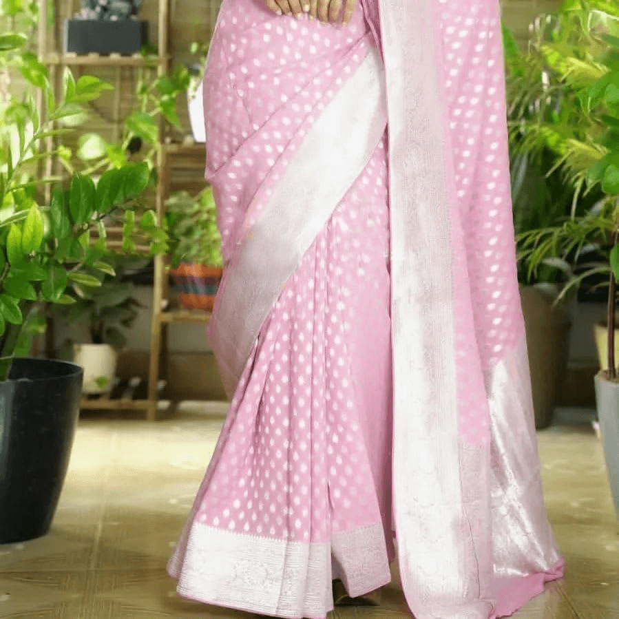 Elegant Crepe Silk Zari Buttie by Icultuer for Weddings & Festive Wear