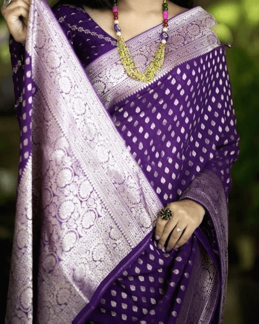 Pure Crepe Silk Saree with Zari Butties and Rich Pallu – Elegant Ethnic Wear