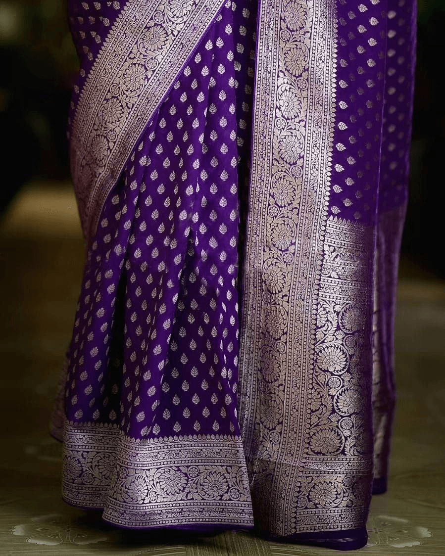 Pure Crepe Silk Saree with Zari Butties and Rich Pallu – Elegant Ethnic Wear