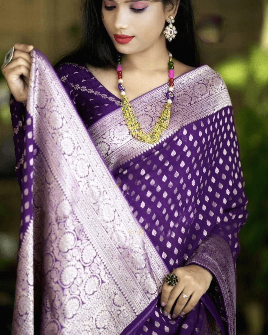 Pure Crepe Silk Saree with Zari Butties and Rich Pallu – Elegant Ethnic Wear