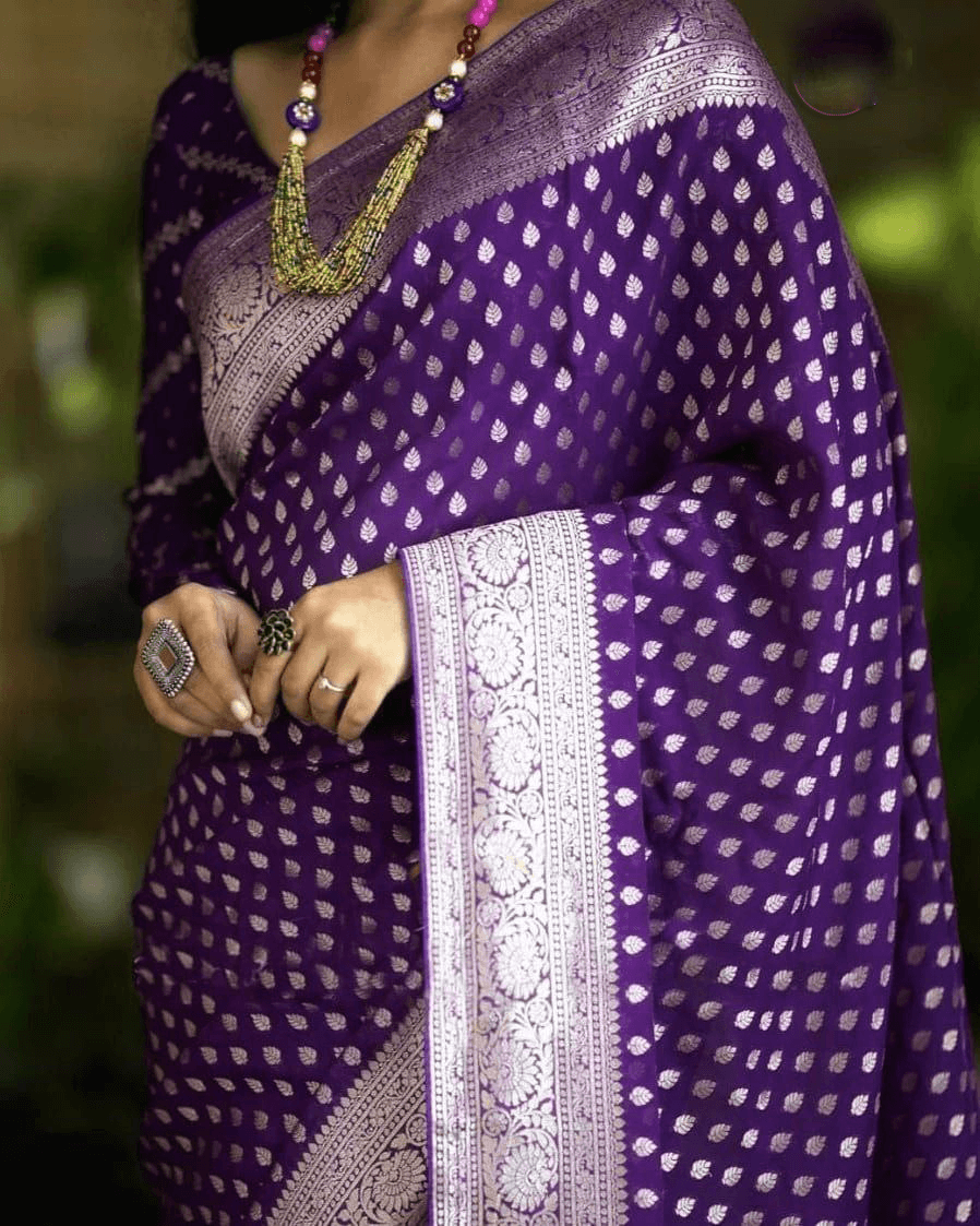 Pure Crepe Silk Saree with Zari Butties and Rich Pallu – Elegant Ethnic Wear