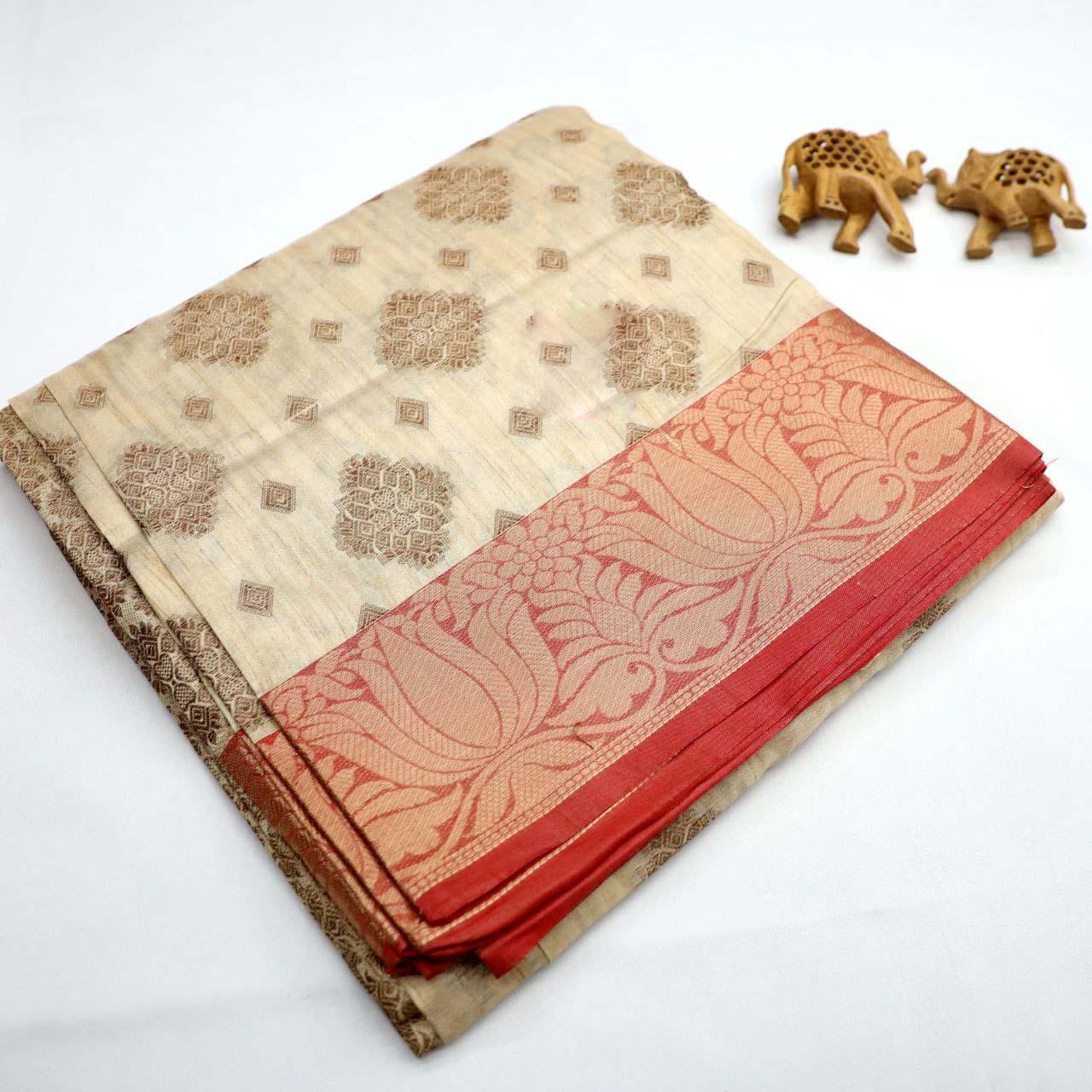 Traditional Bridal Silk Sarees – Golden Zari Border Work Design