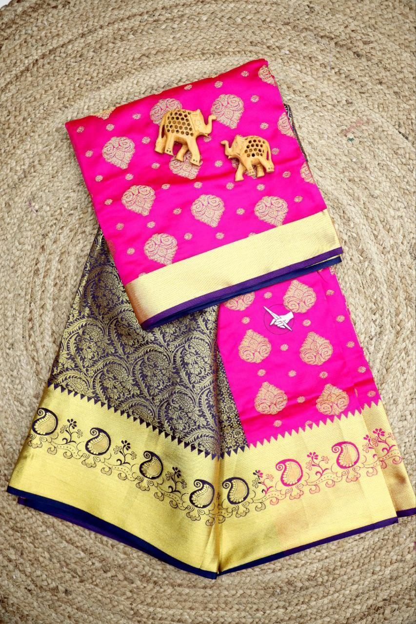 Premium Bridal Wear Silk Sarees With Zari Border – Luxurious Look