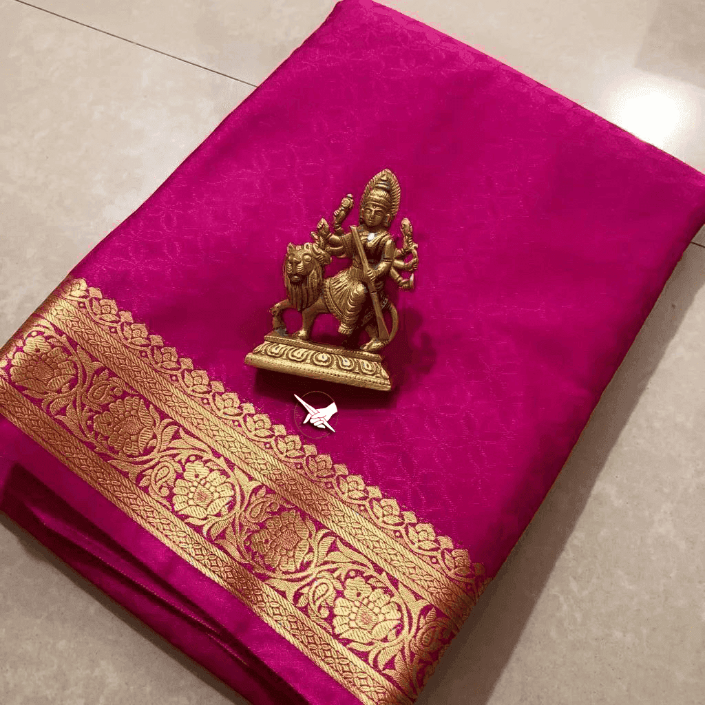 Handwoven Mysore Silk Saree – Traditional Style With Zari Border