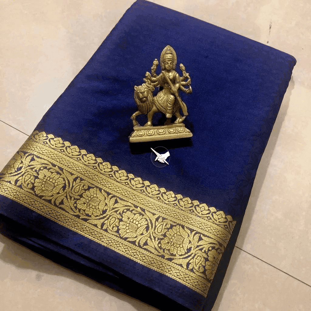 Traditional Mysore Silk Saree – Pure Handloom Zari Border Edition