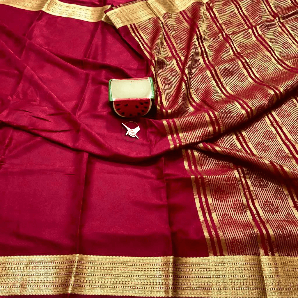 Beautiful Mysore Silk Saree – Elegant Traditional Zari Border