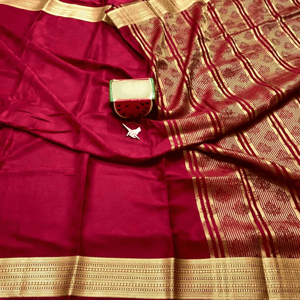 Traditional Mysore Silk Sarees – Golden Zari Border Perfection