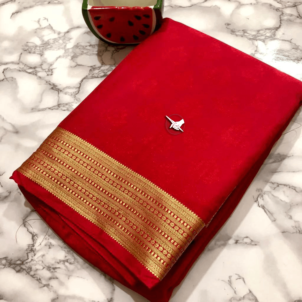 Beautiful Mysore Silk Saree – Elegant Traditional Zari Border
