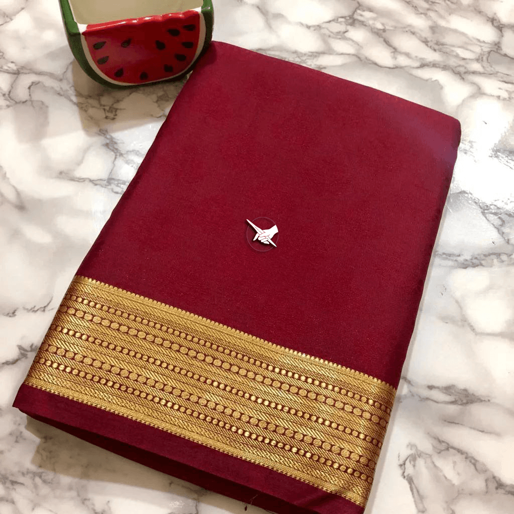 Beautiful Mysore Silk Saree – Elegant Traditional Zari Border