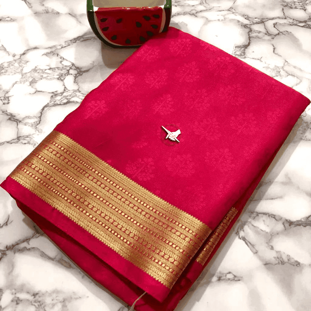 Pure Mysore Silk Sarees – Traditional Golden Zari Border