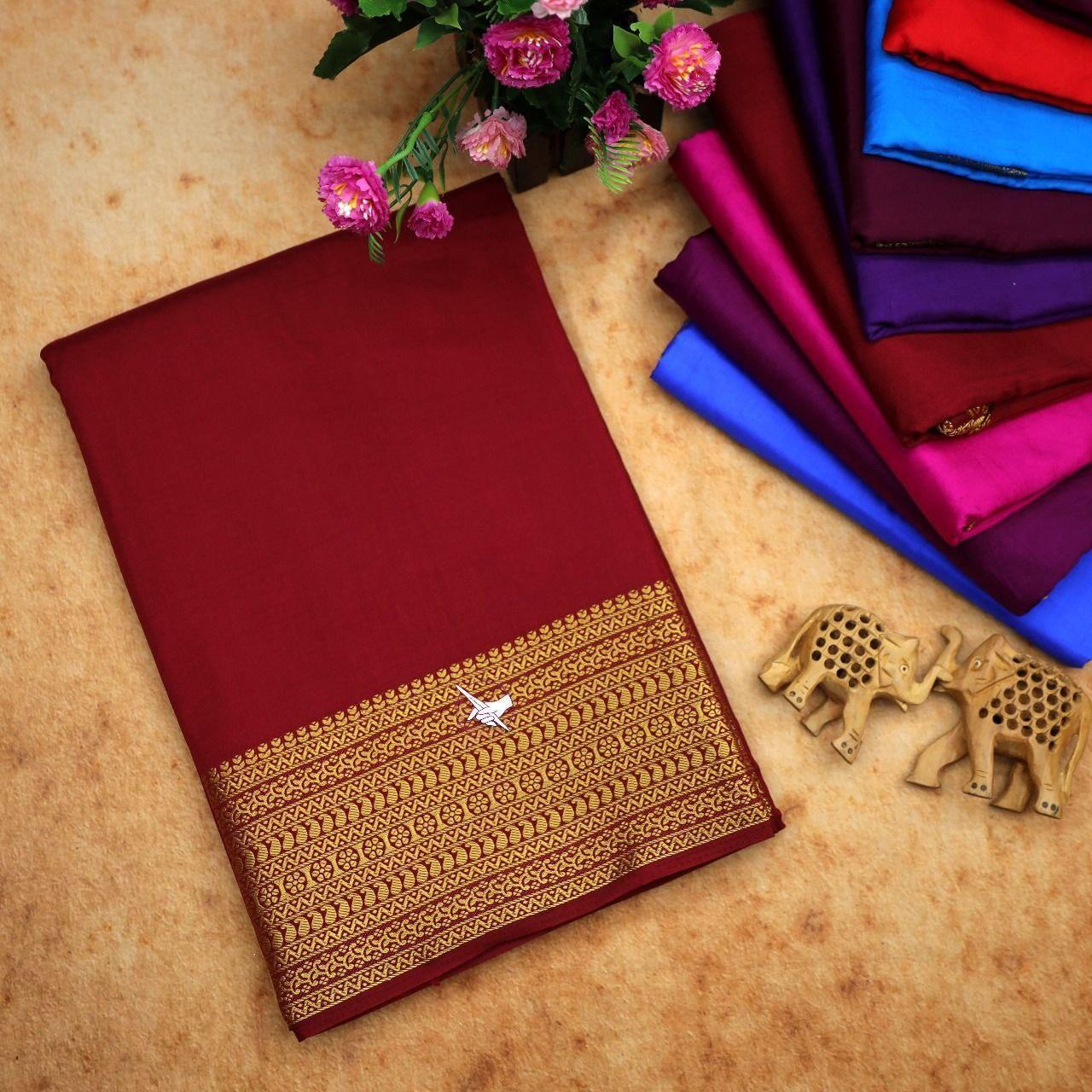Elegant Zari Border Mysore Silk Sarees – Festive Collection