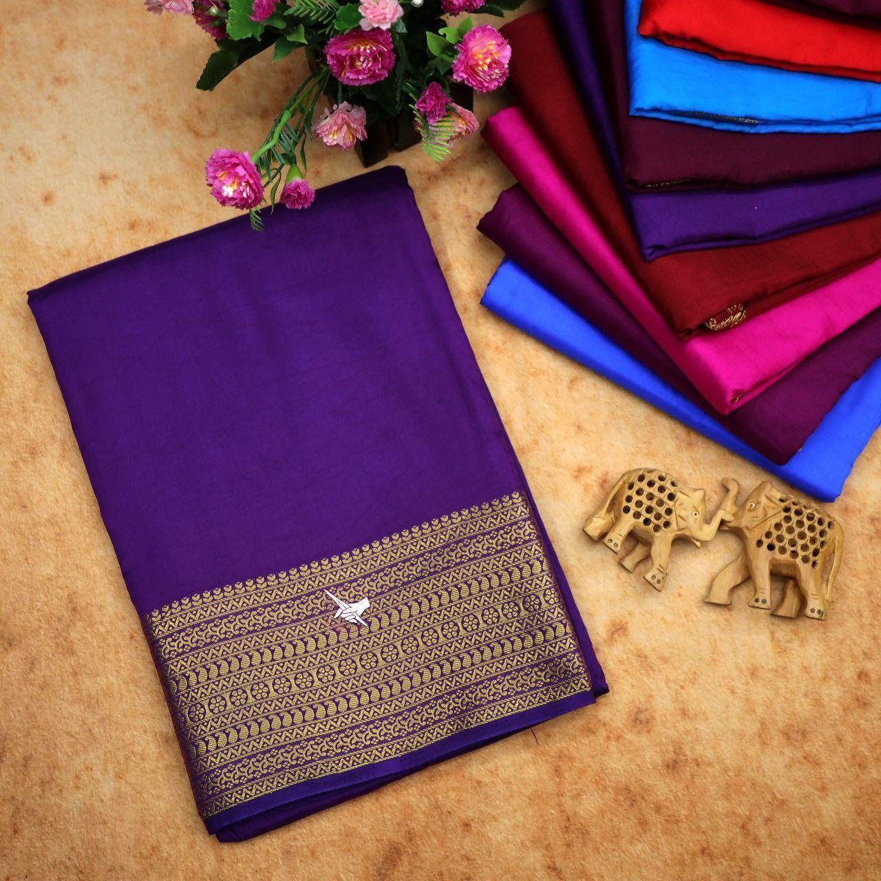 Beautiful Traditional Mysore Silk Sarees – Zari Border Perfection