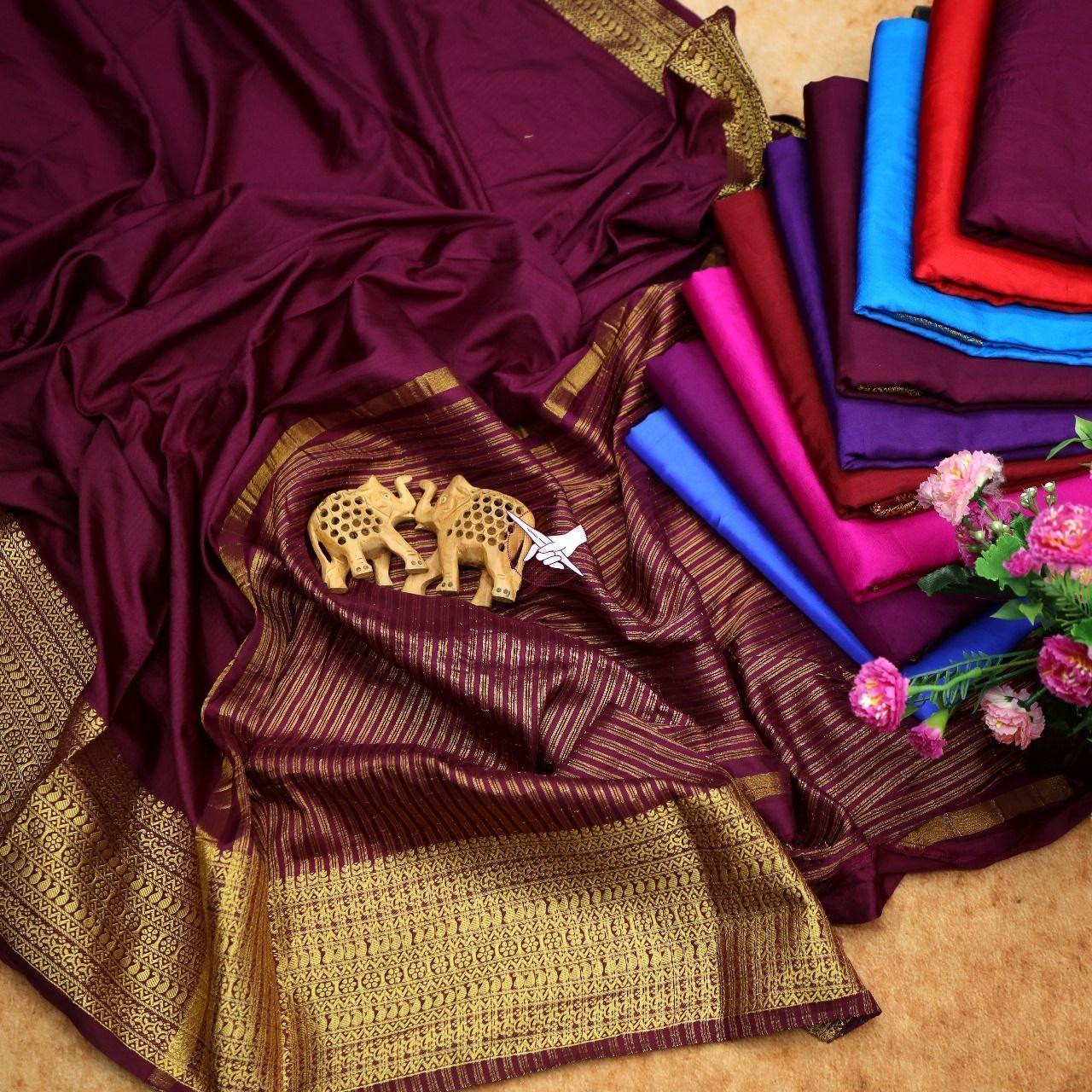 Elegant Zari Border Mysore Silk Sarees – Festive Collection