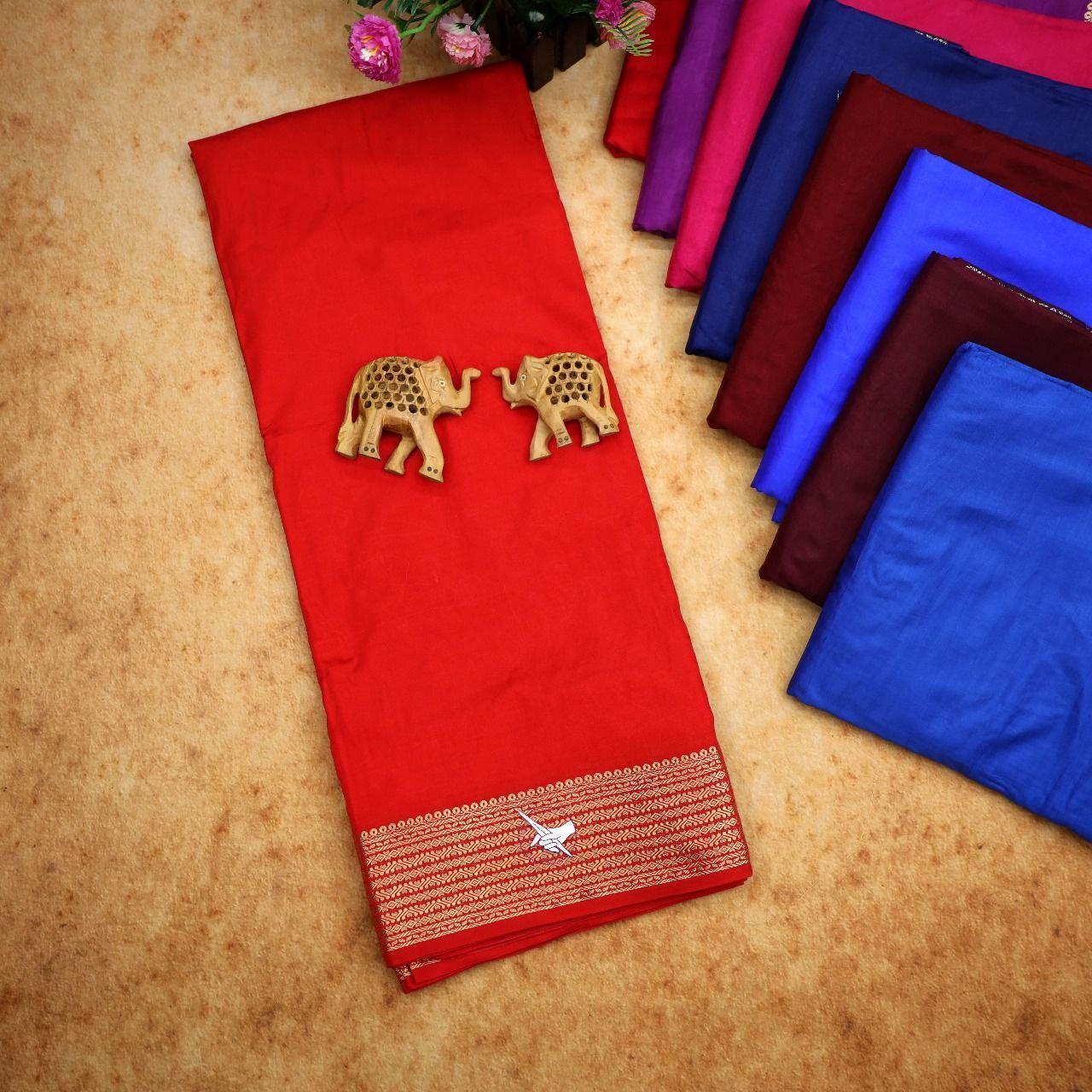 Elegant Mysore Silk Saree – Traditional Design With Zari Border