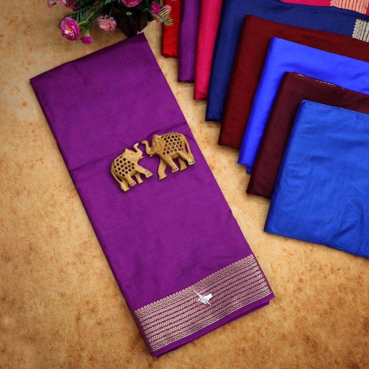 Traditional Mysore Silk Sarees With Beautiful Zari Work Border